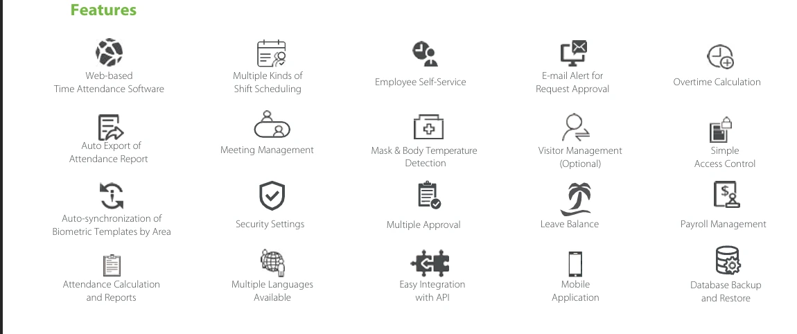 Features of ZKTeco Biotime Attendance Software